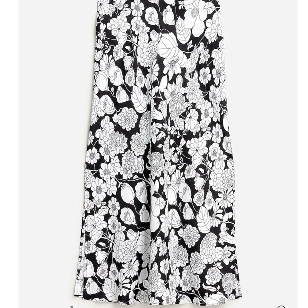 J. Crew Gwyneth linen Skirt in classic floral print Black and White Floral Midi